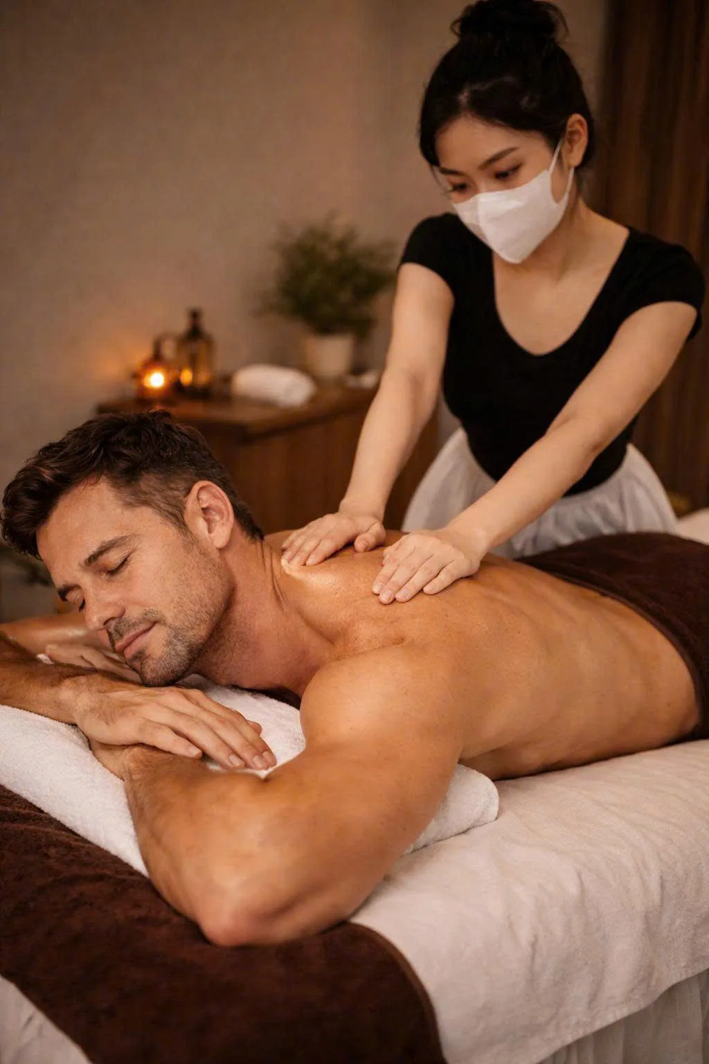 An unhurried massage in a softly lit treatment room